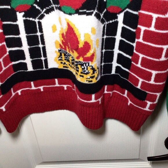 Ugly Christmas Sweater Brand Christmas Fireplace Large Ugly Sweater - Picture 8 of 16